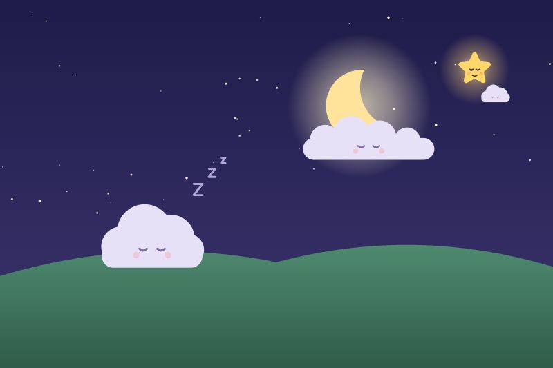 Les nuages font dodo : sur la colline, autour de la lune et près d'une étoile