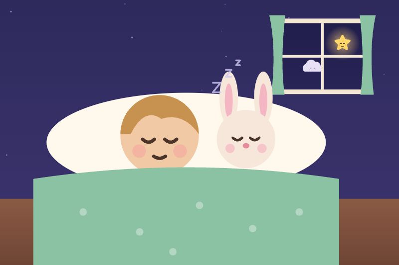 L'enfant et son doudou dorment, blottis l'un contre l'autre